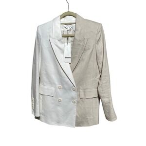 VERONICA BEARD Braeton Dickey Jacket Size 4 White Limestone Color Block